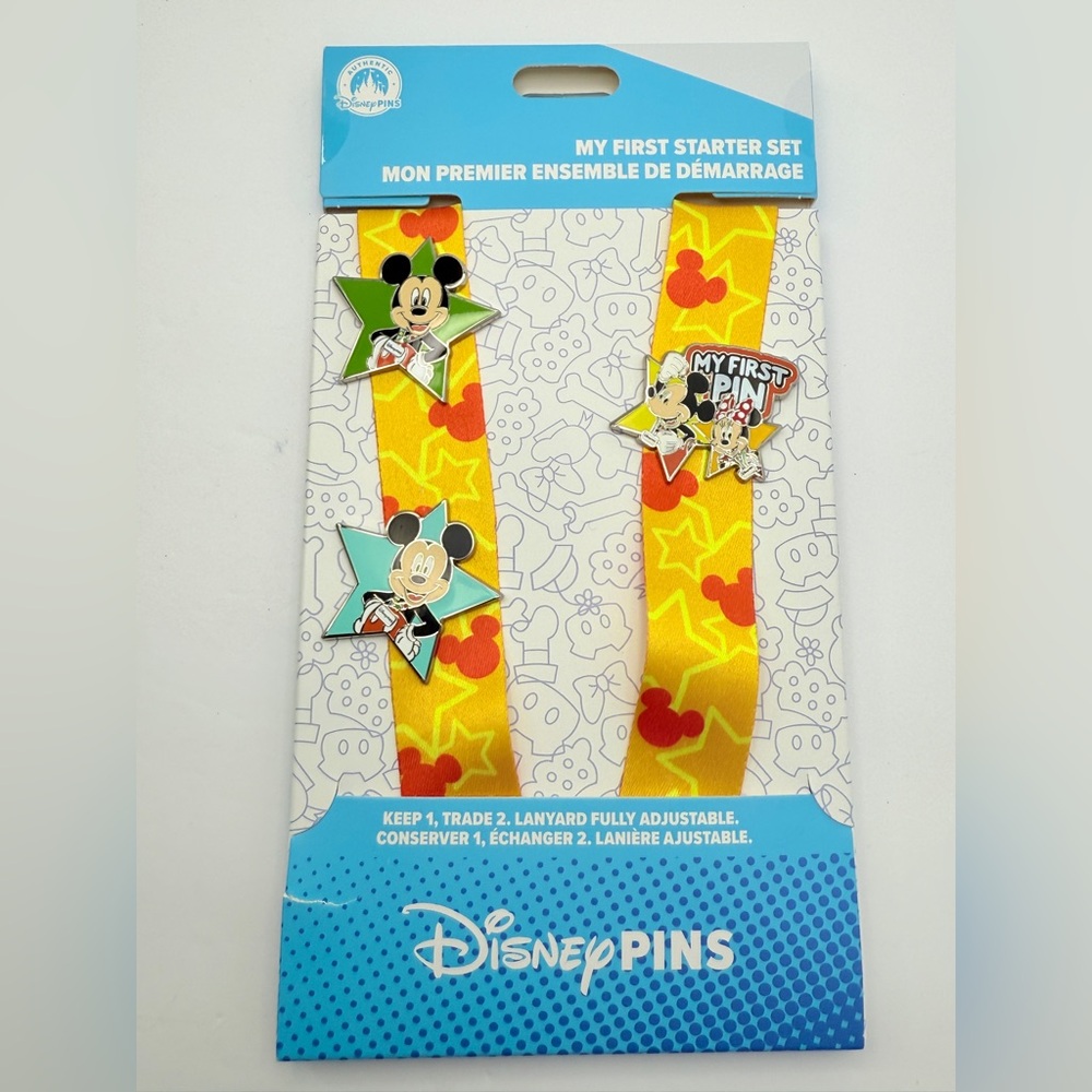 Disney Pins Mickey Mouse and Minnie Mouse Lanyard My First Starter Set NEW